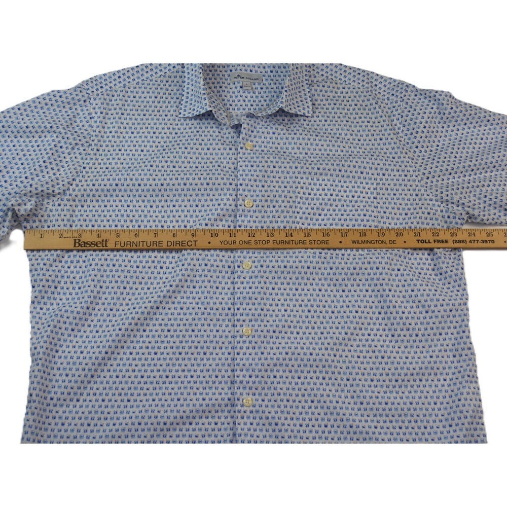 Peter Millar Mens L Blue Cocktail Drink Print Short Sleeve Button Down Shirt - Picture 6 of 8
